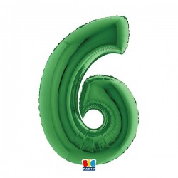 PALLONE NUMERO 6 MYLAR 102cm 40 VERDE