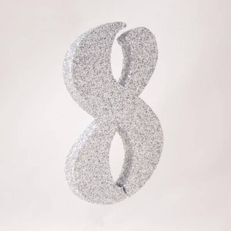 NUMERO POLISTIROLO GLITTER mm120x90 8 ARGENTO