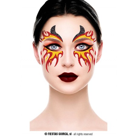 TATUAGGIO VISO DONNA DI FUOCO GLITTER 20x20cm