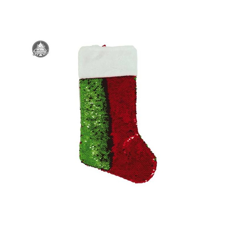 CALZA NATALIZIA PAILLETES ROSSO/VERDE