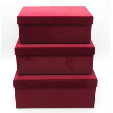 SCATOLA RETTANGOLARE VELLUTO BORDEAUX 26x18x10,5cm