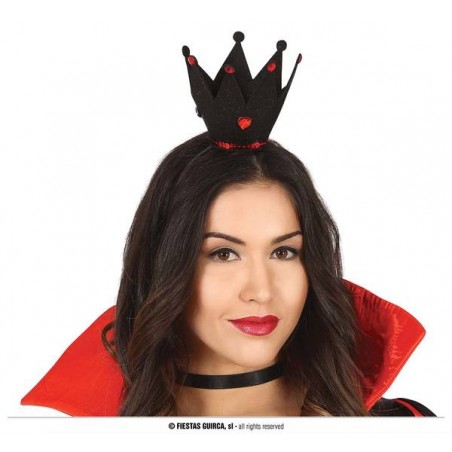 DIADEMA CORONA NERA REGINA DI CUORI