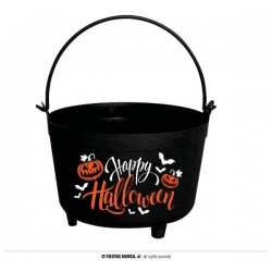 CALDERONE NERO HAPPY HALLOWEEN 24x23x15cm