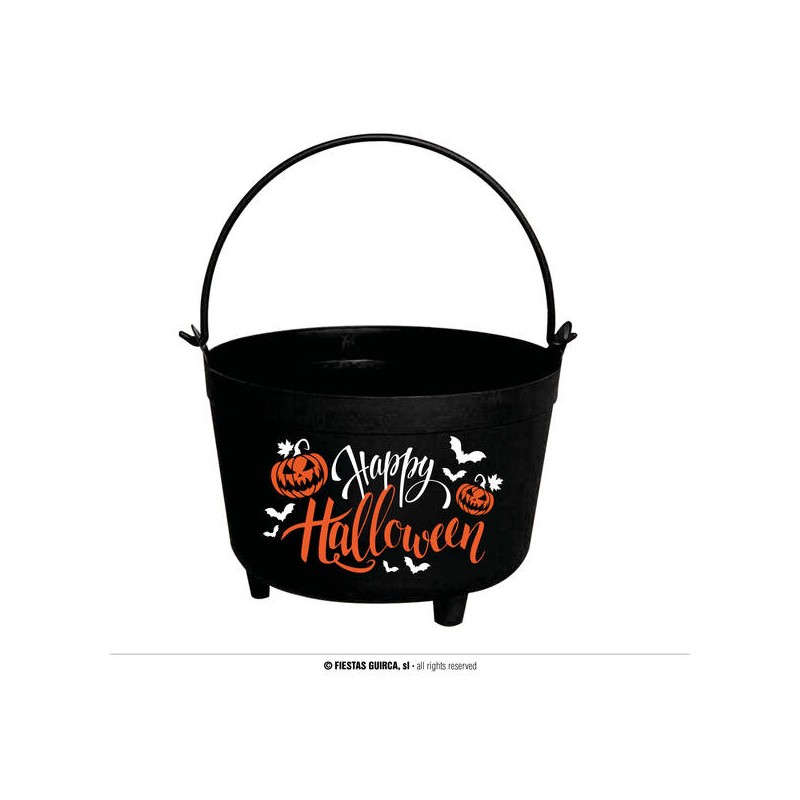 CALDERONE NERO HAPPY HALLOWEEN 24x23x15cm