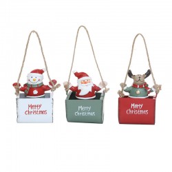 SOGGETTO C/CESTELLO E APPENDINO  XMAS H.8cm 3ass. 1pz