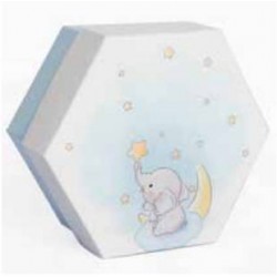 SCATOLA ESAGONALE C/DIVISORE INT. DUE SCOMPARTI 8x8x4cm...