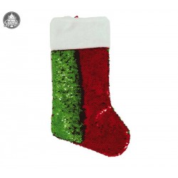 CALZA NATALIZIA PAILLETES ROSSO/VERDE