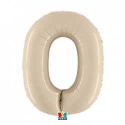 PALLONE NUMERO 0 MYLAR 102cm 40" CREMA
