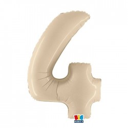 PALLONE NUMERO 4 MYLAR 102cm 40" CREMA