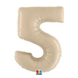 PALLONE NUMERO 5 MYLAR 102cm 40" CREMA