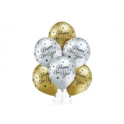 PALLONCINI LATTICE 12'' 30cm HAPPY NEW YEAR CROM ASS.TI 6pz