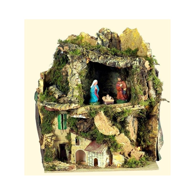PRESEPE 20x14x26cm CON NATIVITA' 6cm E LUCI