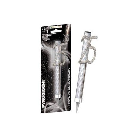 CANDELOTTO TORTA 25 ANNI GLITTER ANNIVERSARY