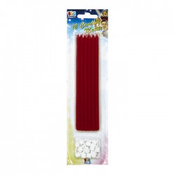 CANDELE MATITE C/SUPPORTO 15cm ROSSO 12pz