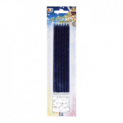 CANDELE MATITE C/SUPPORTO 15cm BLU 12pz