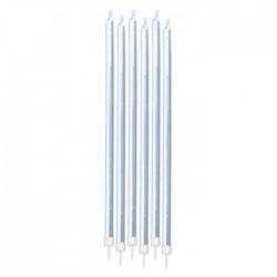 CANDELINE MATITE PERLATE ARGENTO 15cm + SUPP. 6pz