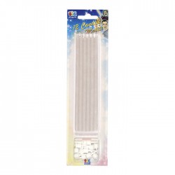 CANDELE MATITE C/SUPPORTO 15cm BIANCHE 12pz