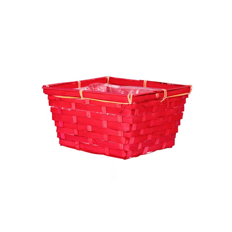 CESTO QUADRATO BAMBOO 19x19xh14cm ROSSO