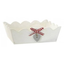 CASSETTA LEGNO BIANCA CUORE E NASTRO 20x20x8cm CASL2441