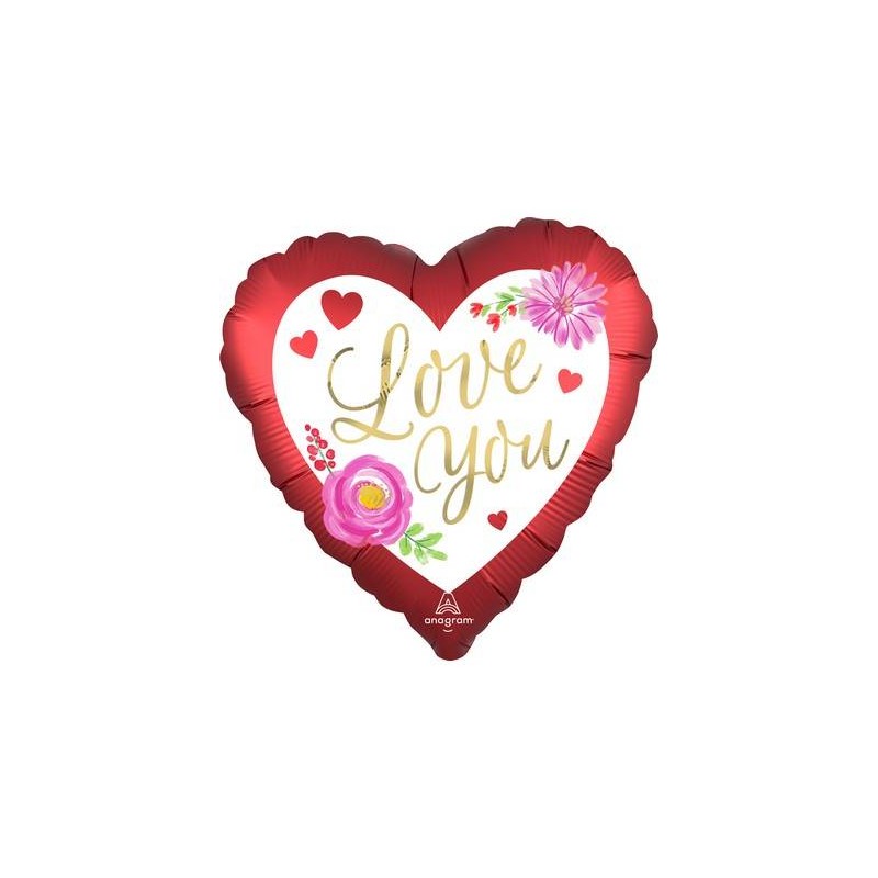 PALLONE MYLAR CUORE SATINATO 17 42cm LOVE FLORAL