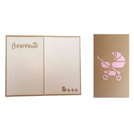 BIGLIETTO AUGURI LASER ART BENVENUTA BIMBA 4231