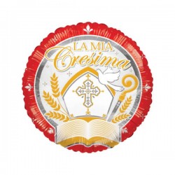 PALLONE MYLAR TONDO LA MIA CRESIMA 18 45cm