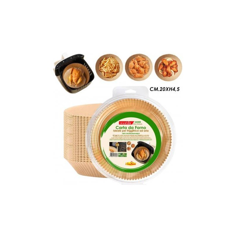 STAMPI CARTA FORNO PER FRIGGITRICE AD ARIA ø20cm 50pz