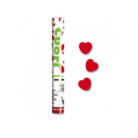 CANNONE SPARA CORIANDOLI CUORI ROSSI 30cm