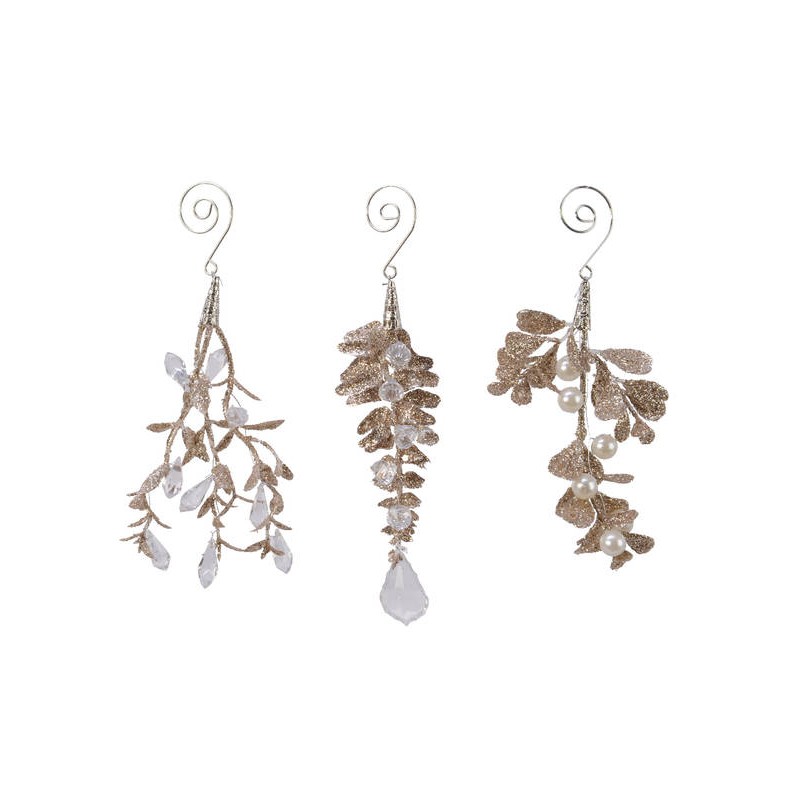 FOGLIE PLASTIC GLITTER 3ass. 5xh18cm CHAMPAGNE