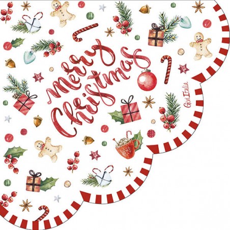 TOVAGLIOLI 33x33 SWEET CHRISTMAS SMERLO CUORE 3V 16pz