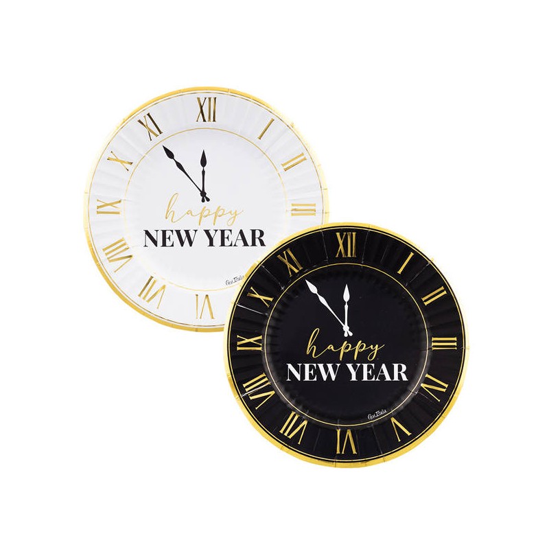 PIATTI ø23 HAPPY NEW YEAR CLOCK 2 ASS. 8pz