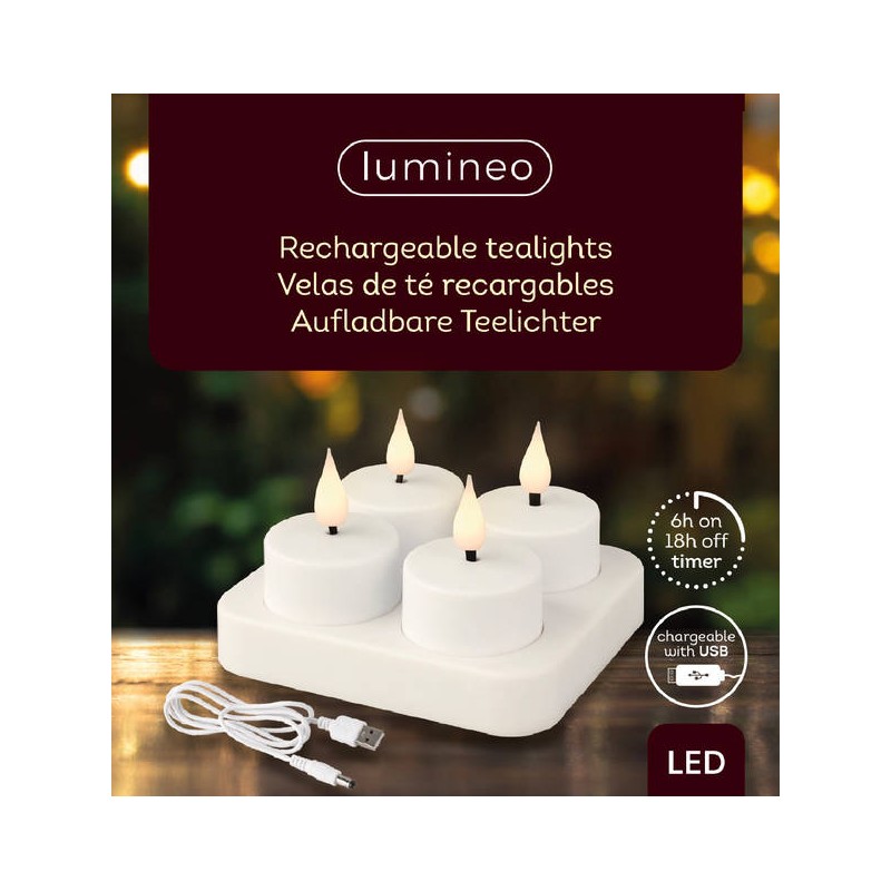 LED TEALIGHT RICARICABILE Ø4xh4,5cm 4pz - DA INTERNO