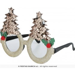 OCCHIALI ALBERO DI NATALE C/STRASS ORO