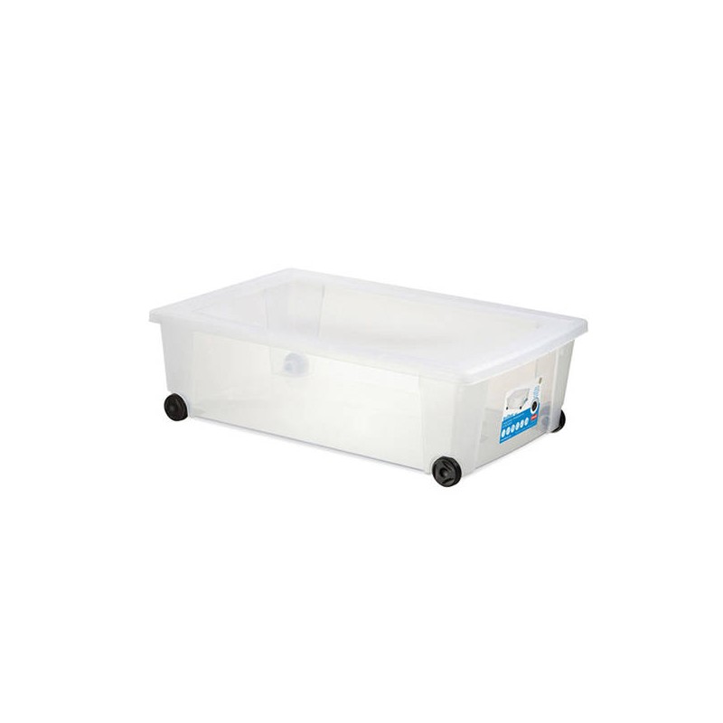 ROLLBOX XXL SCATOLA MULTIUSO TRASPARENTE C/RUOTE 59x39x18,5cm 30lt
