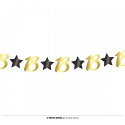 FESTONE COMPLEANNO STELLE ORO NERO 18anni 3mt