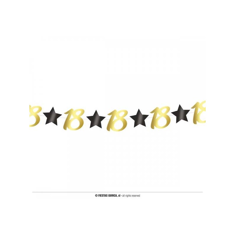 FESTONE COMPLEANNO STELLE ORO NERO 18anni 3mt