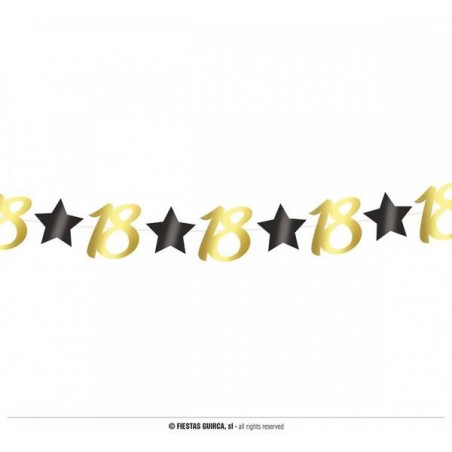 FESTONE COMPLEANNO STELLE ORO NERO 18anni 3mt