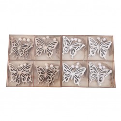 BOX FARFALLE C/APPENDINO IN LEGNO H.16cm 2ass.ti 12pz