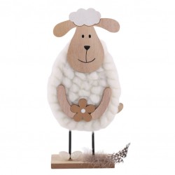 SAGOMA PECORA IN LEGNO C/COTONE H.25cm