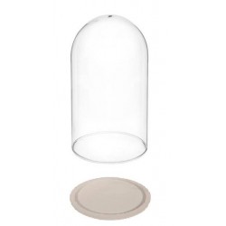 CUPOLA IN VETRO H27 BASE MDF BIANCA Ø15cm