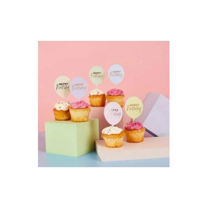 SWEET TOPPER PASTELLO HAPPY BIRTHDAY 12pz