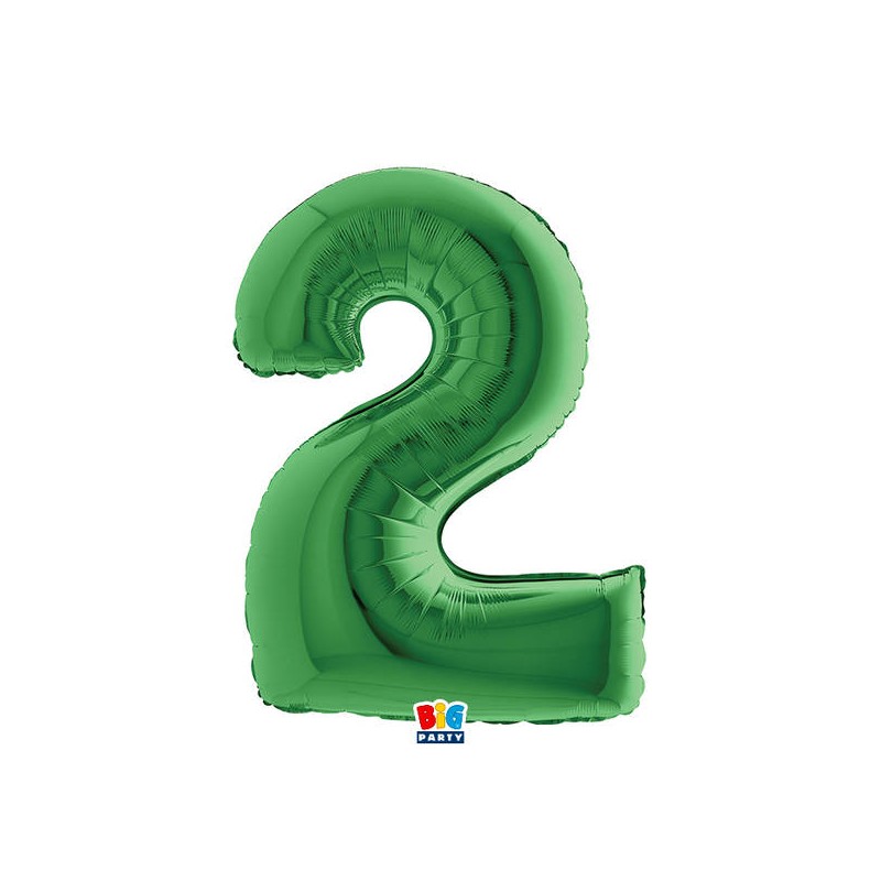PALLONE NUMERO 2 MYLAR 102cm 40 VERDE