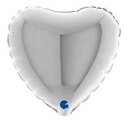 PALLONE MYLAR CUORE ARGENTO 4" 10cm