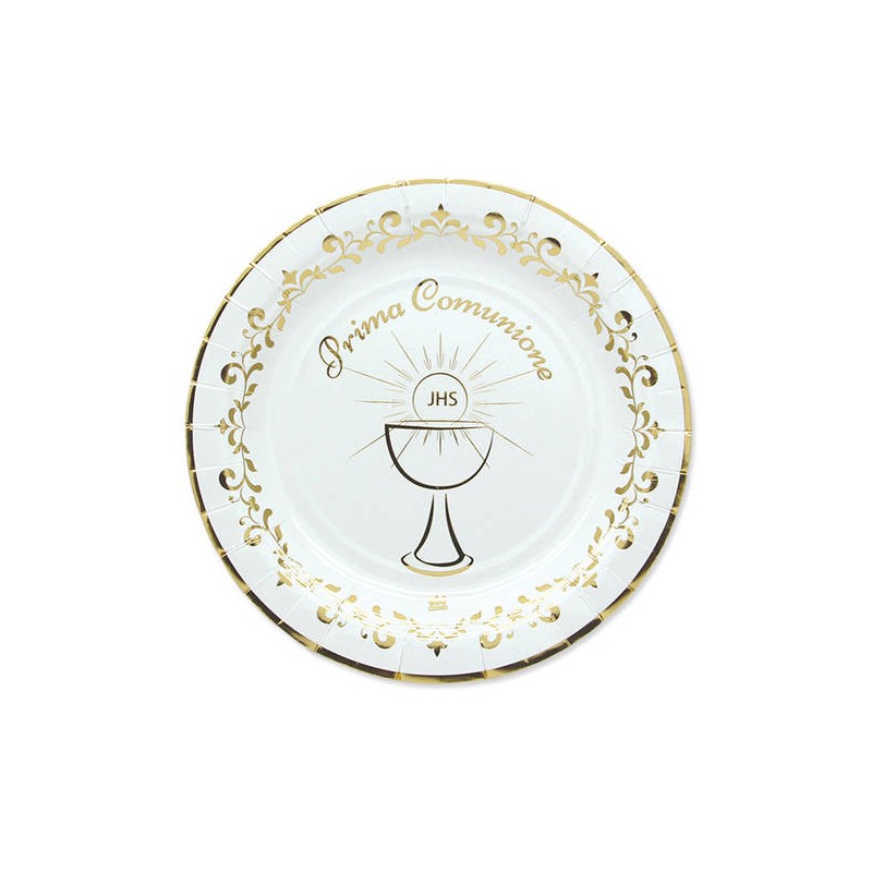PIATTI PIANI PRIMA COMUNIONE GOLD METAL 8pz