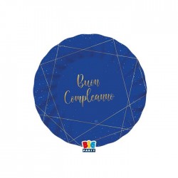 PIATTI BUON COMPLEANNO BLUE GOLD 20cm 8pz