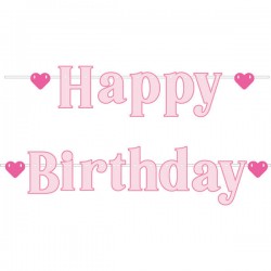 FESTONE HAPPY BIRTHDAY PINK 80cm 100cm
