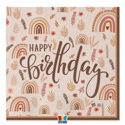 TOVAGLIOLI 33 x 33 Happy Birthday Boho 20pz