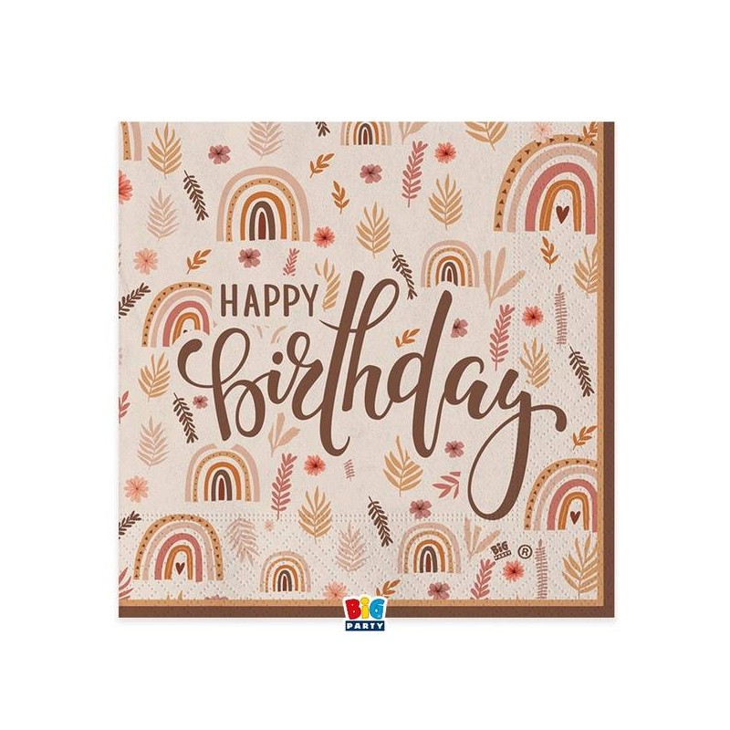 TOVAGLIOLI 33 x 33 Happy Birthday Boho 20pz