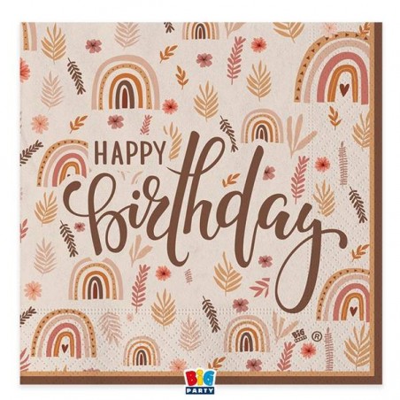 TOVAGLIOLI 33 x 33 Happy Birthday Boho 20pz