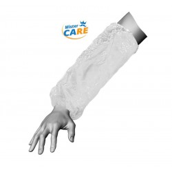 Mr.Care - MANICOTTO LDPE C/ELASTICI CUCITI 18my BIANCO 100pz